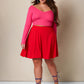 Carli Ribbed Mini Skater Skirt - Red