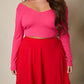 Carli Ribbed Mini Skater Skirt - Red