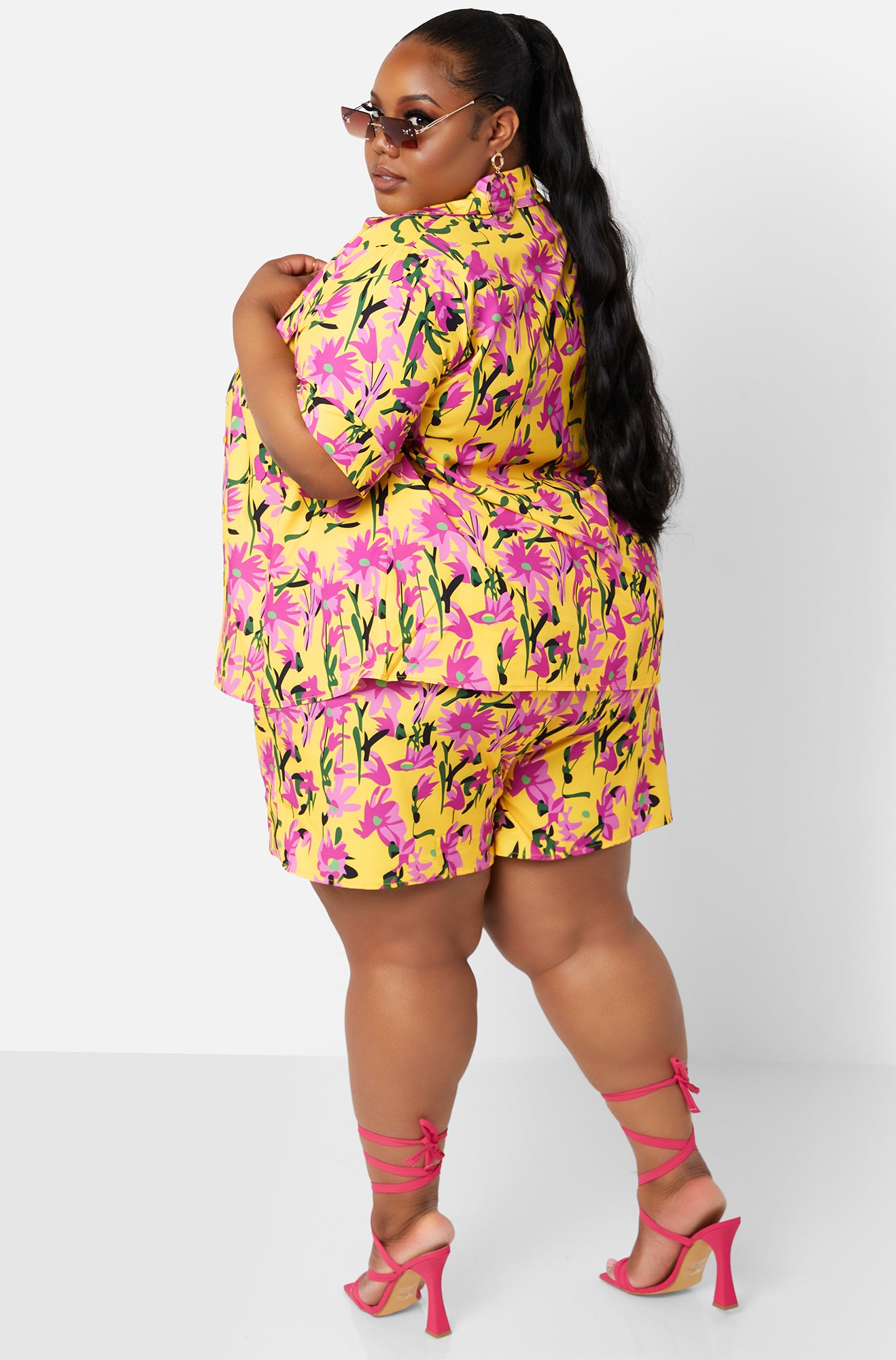 Yellow Center Of Attention Wide Leg Shorts Plus Sizes