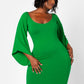Charisma Scoop Neck Kimono Sleeve Mini Bodycon Dress