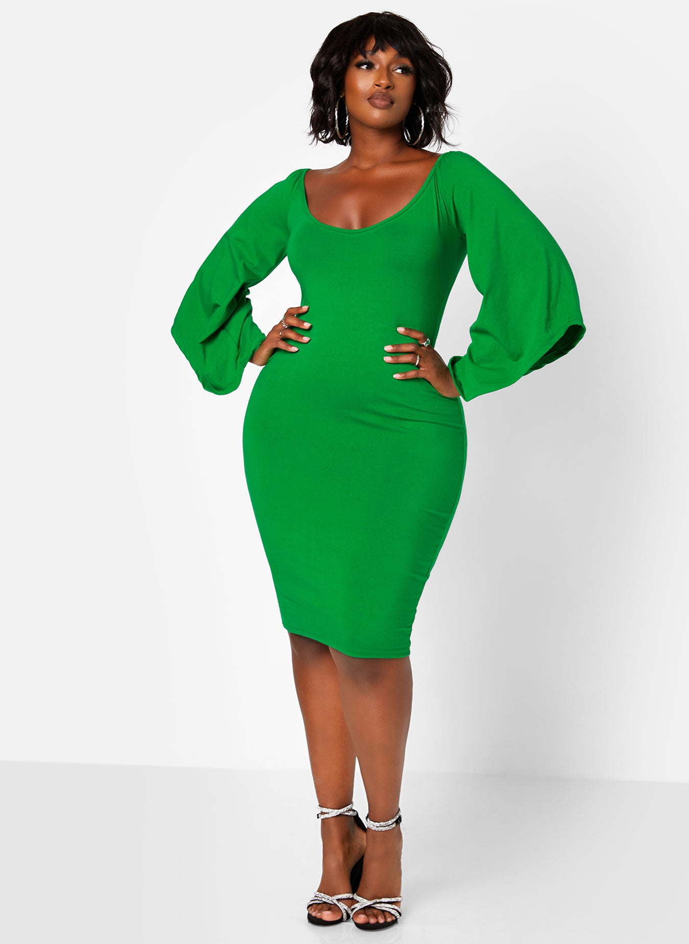 Charisma Scoop Neck Kimono Sleeve Mini Bodycon Dress