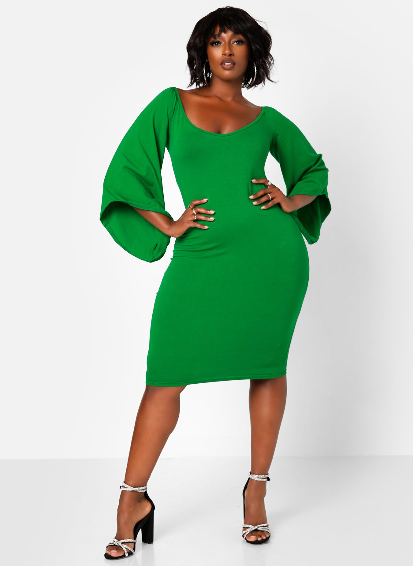Charisma Scoop Neck Kimono Sleeve Mini Bodycon Dress