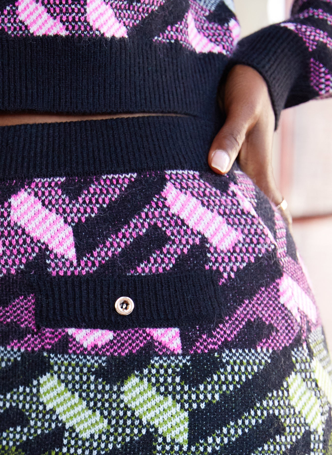 Black Charisma Geometric Print Sweater Mini Bodycon Skirt Plus Sizes