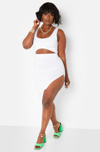 White Cut Out High Low Midi Dress Plus sizes