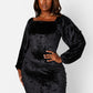 Black Classic Beauty Velvet Square Neck Mini Bodycon Dress Plus Sizes