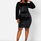 Classic Beauty Velvet Square Neckline Mini Bodycon Dress