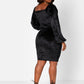 Black Classic Beauty Velvet Square Neck Mini Bodycon Dress Plus Sizes