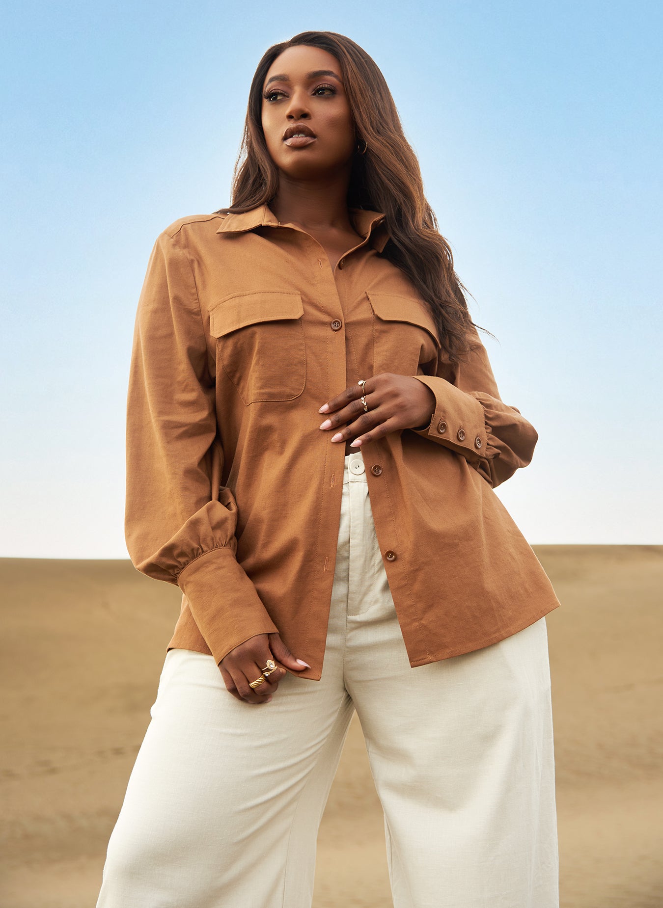 Cleo Linen Button Down Blouse