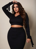 Come On Over Ribbed Tie Cuff Top