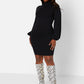 Black Confidential Turtleneck Mini Bodycon Dress Plus Sizes