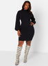 Black Confidential Turtleneck Mini Bodycon Dress Plus Sizes