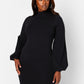 Black Confidential Turtleneck Mini Bodycon Dress Plus Sizes
