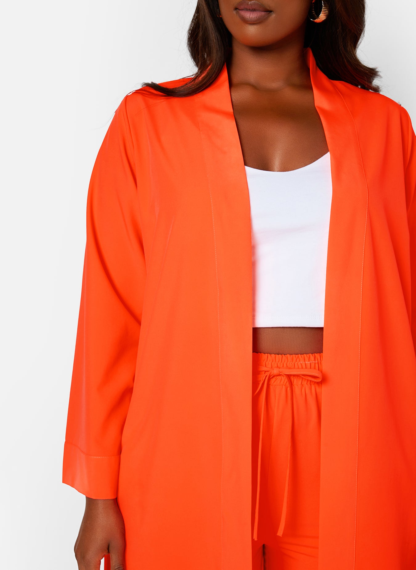 Orange Day Off Open Front Kimono Plus Sizes