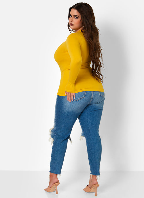 Mustard Essential Crew Neck Top Plus Sizes