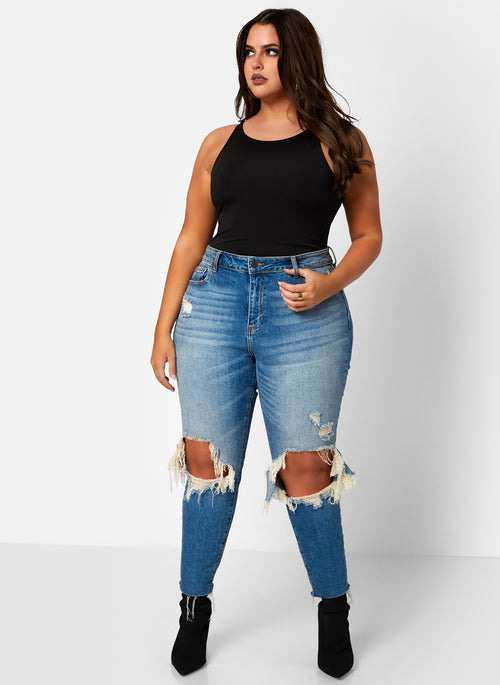 Black Essential Halter Neck Bodysuit Plus Sizes