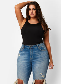Black Essential Halter Neck Bodysuit Plus Sizes
