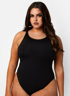 Black Essential Halter Neck Bodysuit Plus Sizes