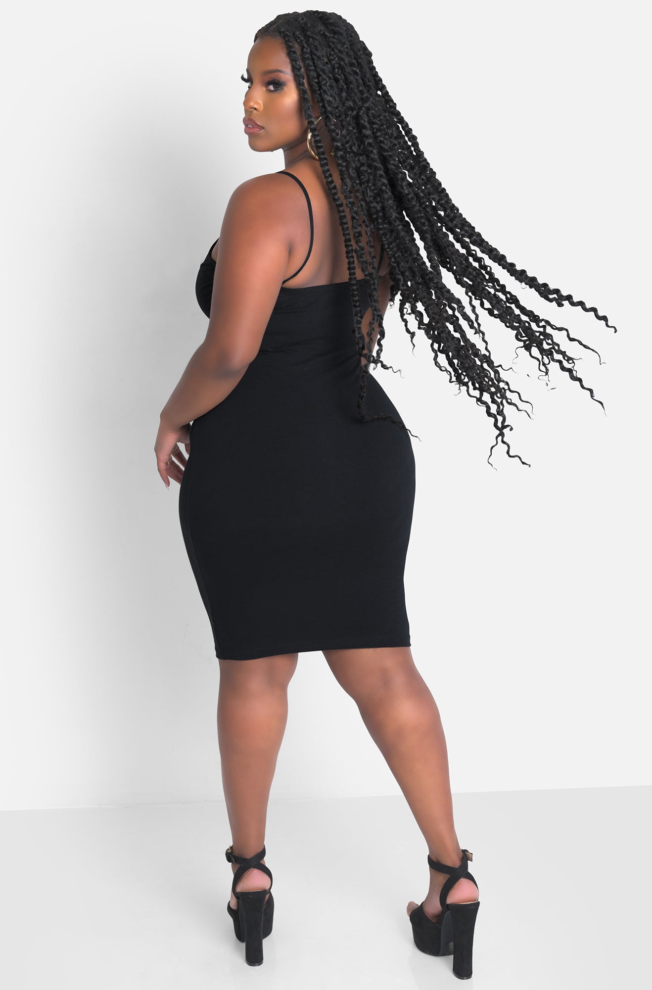 Black Strappy Bodycon Mini Dress Plus Sizes