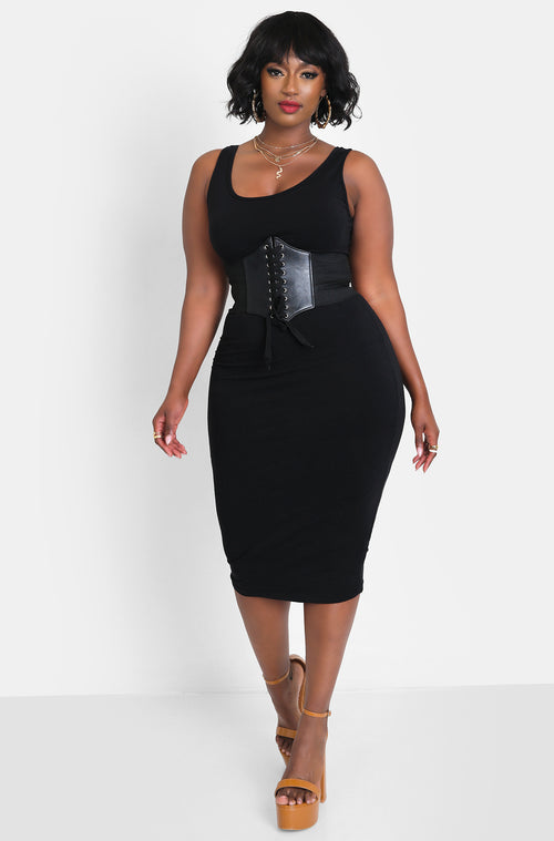 Black Tank Bodycon Midi Dress Plus Sizes