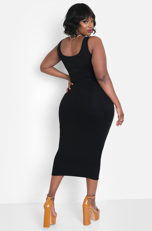 Black Tank Bodycon Midi Dress Plus Sizes