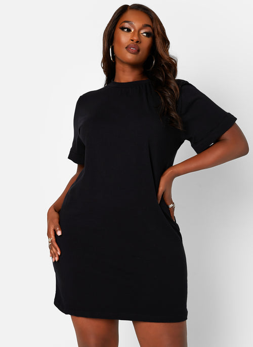 Black Essential T-Shirt Dress Plus Sizes