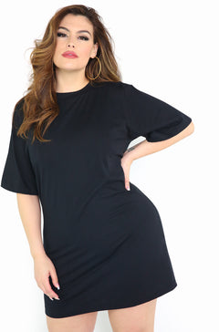 Black Oversized T-Shirt Dress Plus Size