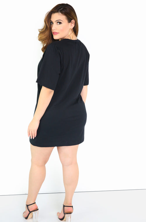 Black Oversized T-Shirt Dress Plus Size