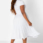 White Essential V-Neck Skater Midi Dress W. Pockets Plus Sizes