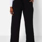 Black Essential Tie Waist Wide Leg Pants W. Pockets Plus Sizes