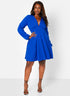 Royal Blue Feeling Fancy V Neck Mini Skater Dress Plus Sizes