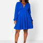 Royal Blue Feeling Fancy V Neck Mini Skater Dress Plus Sizes