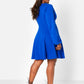 Royal Blue Feeling Fancy V Neck Mini Skater Dress Plus Sizes