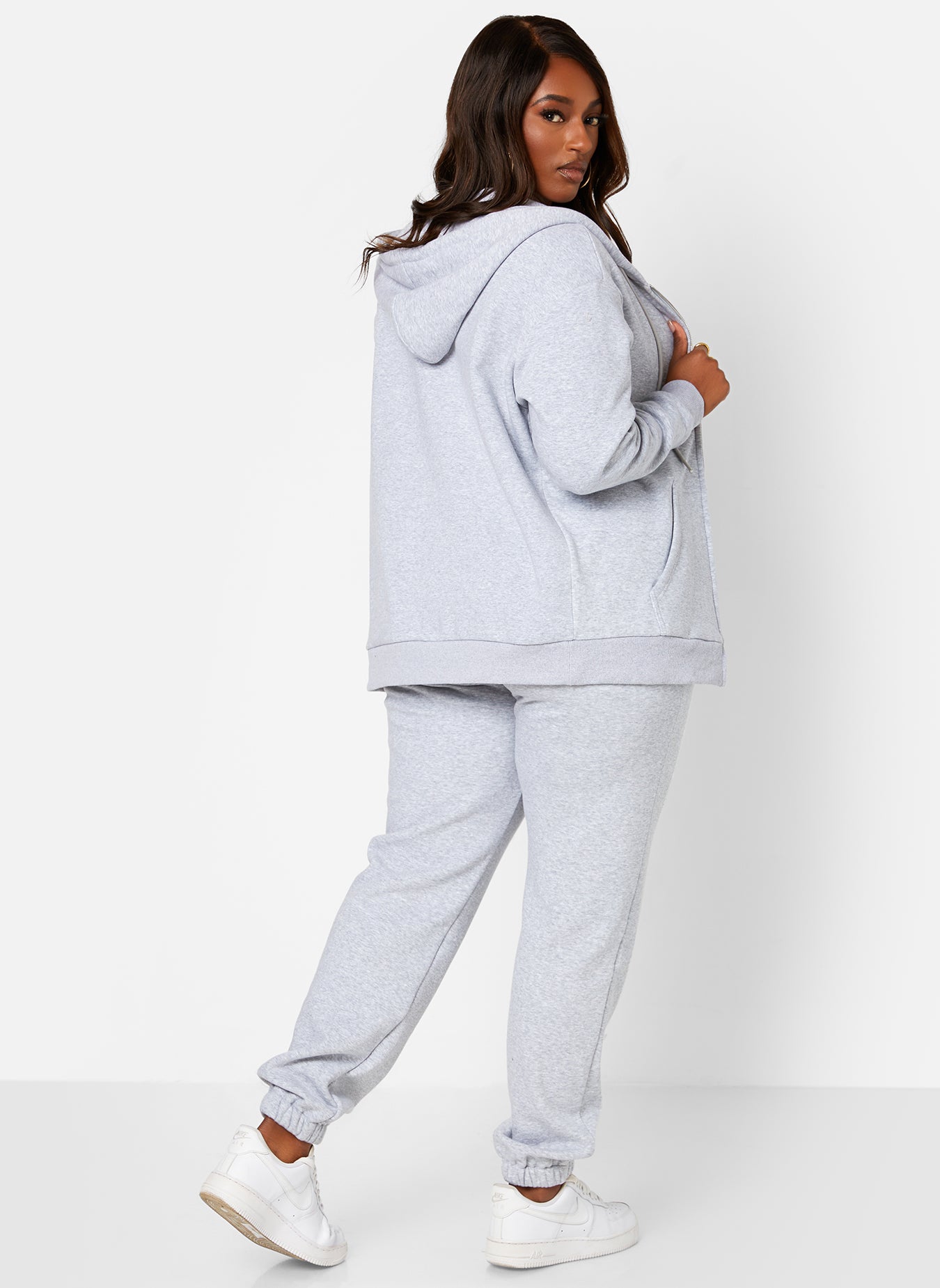 Heather Gray Goals Embroidered Oversized Zip Up Sweatshirt Plus Sizes