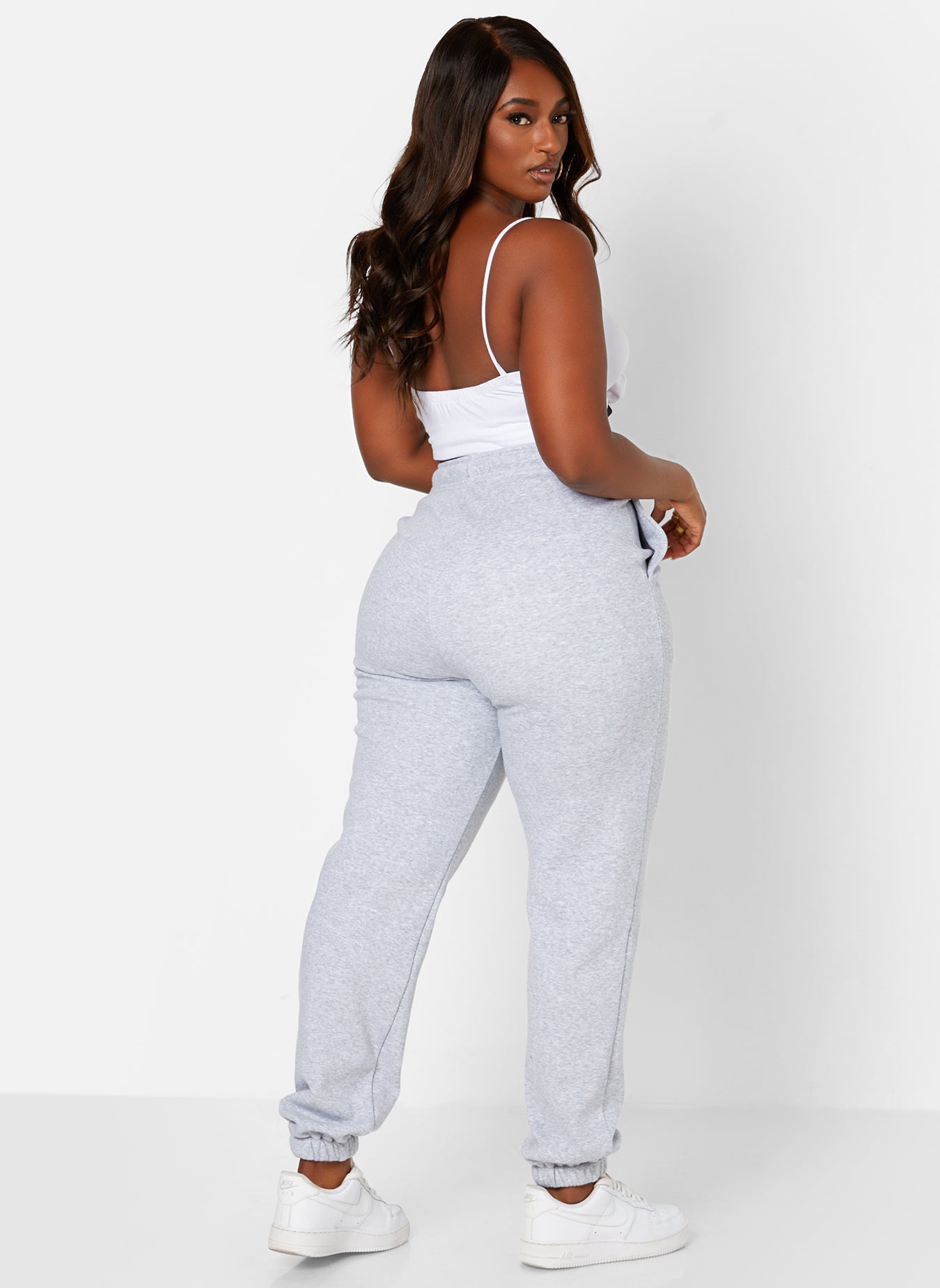Heather Gray Goals Embroidered Drawstring Joggers W. Pockets Plus Sizes