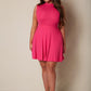Carli Ribbed Mini Skater Skirt - Fuchsia