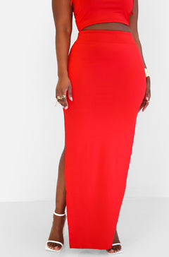 Red Crop Top & Maxi Skirt Set