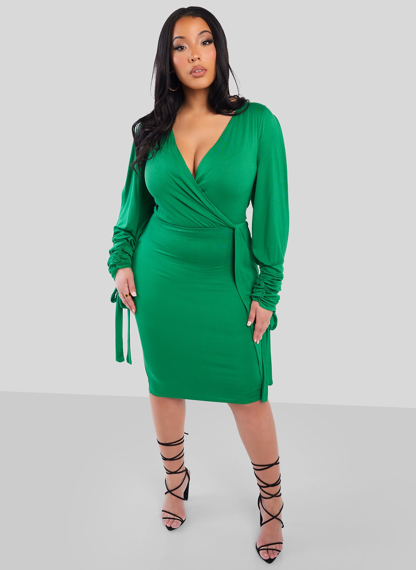 Green In Between Open Sleeve Bodycon Mini Dress