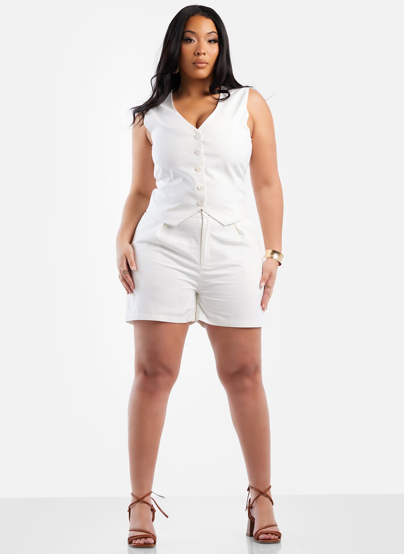 Ingrid Linen Button Up Vest - Ivory