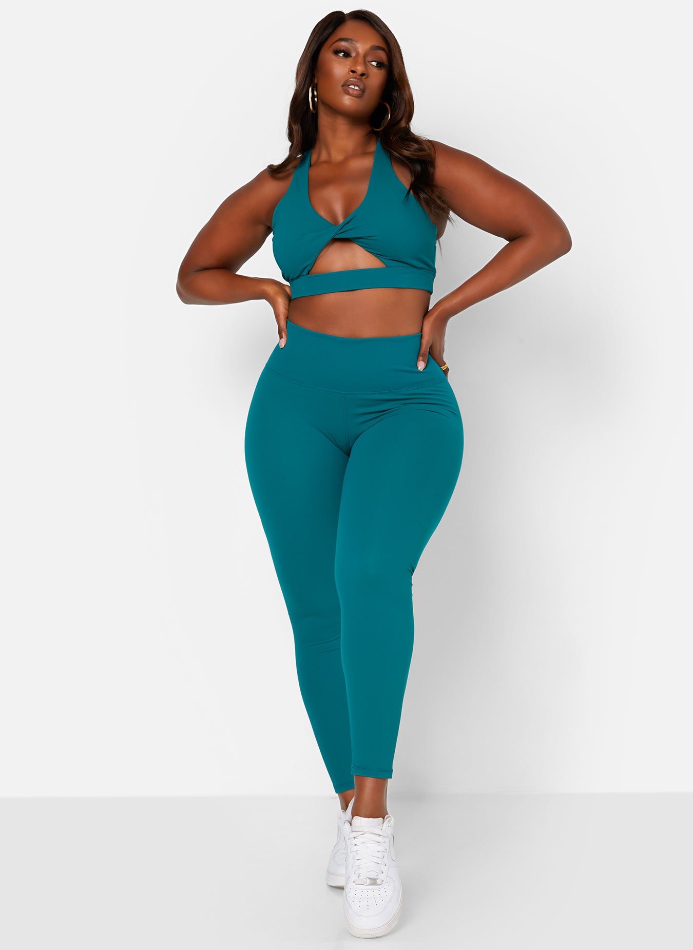 Teal In Motion Classic High Waist Sports Leggings Plus Sizes