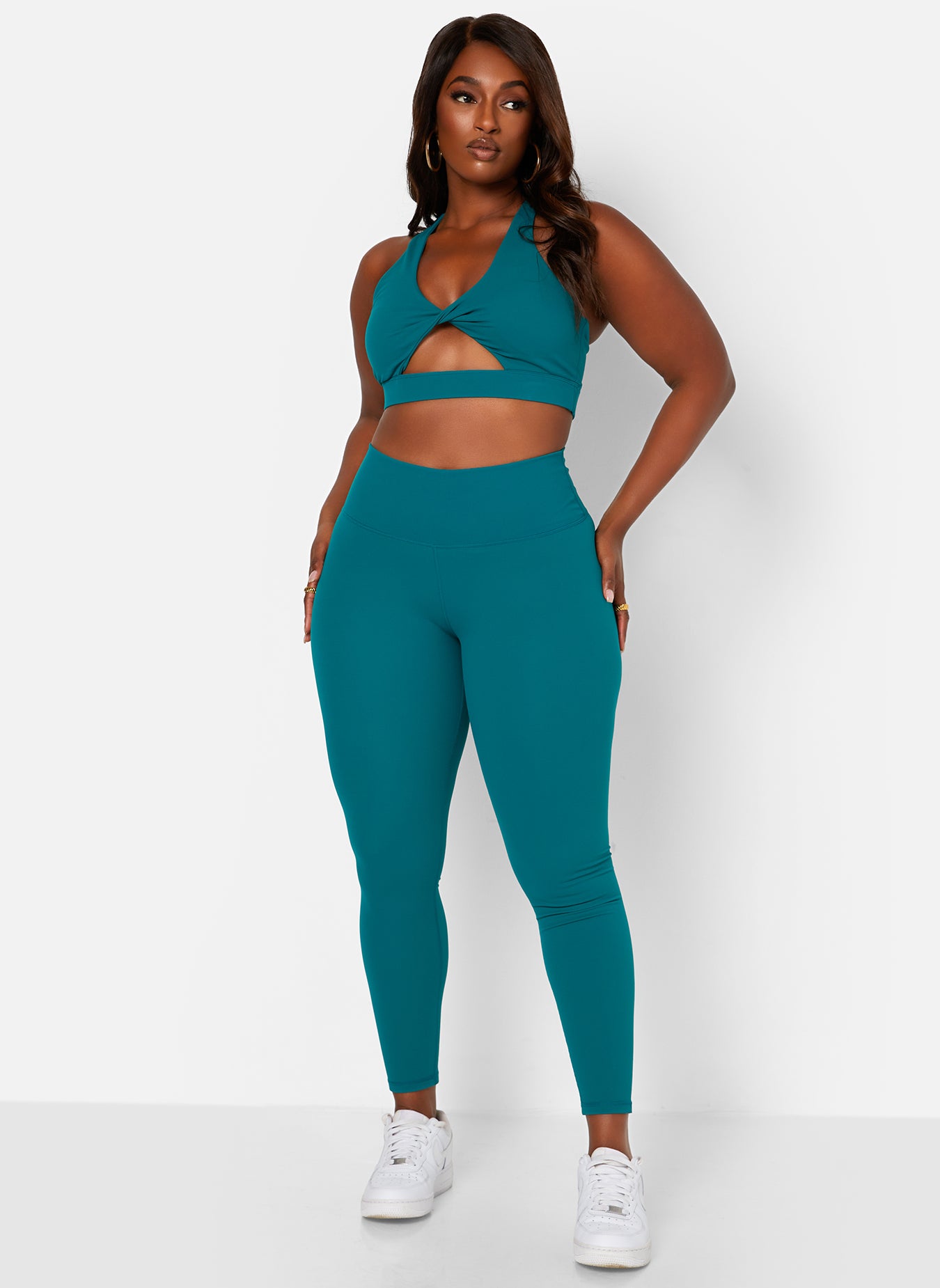 Teal In Motion Classic High Waist Sports Leggings Plus Sizes