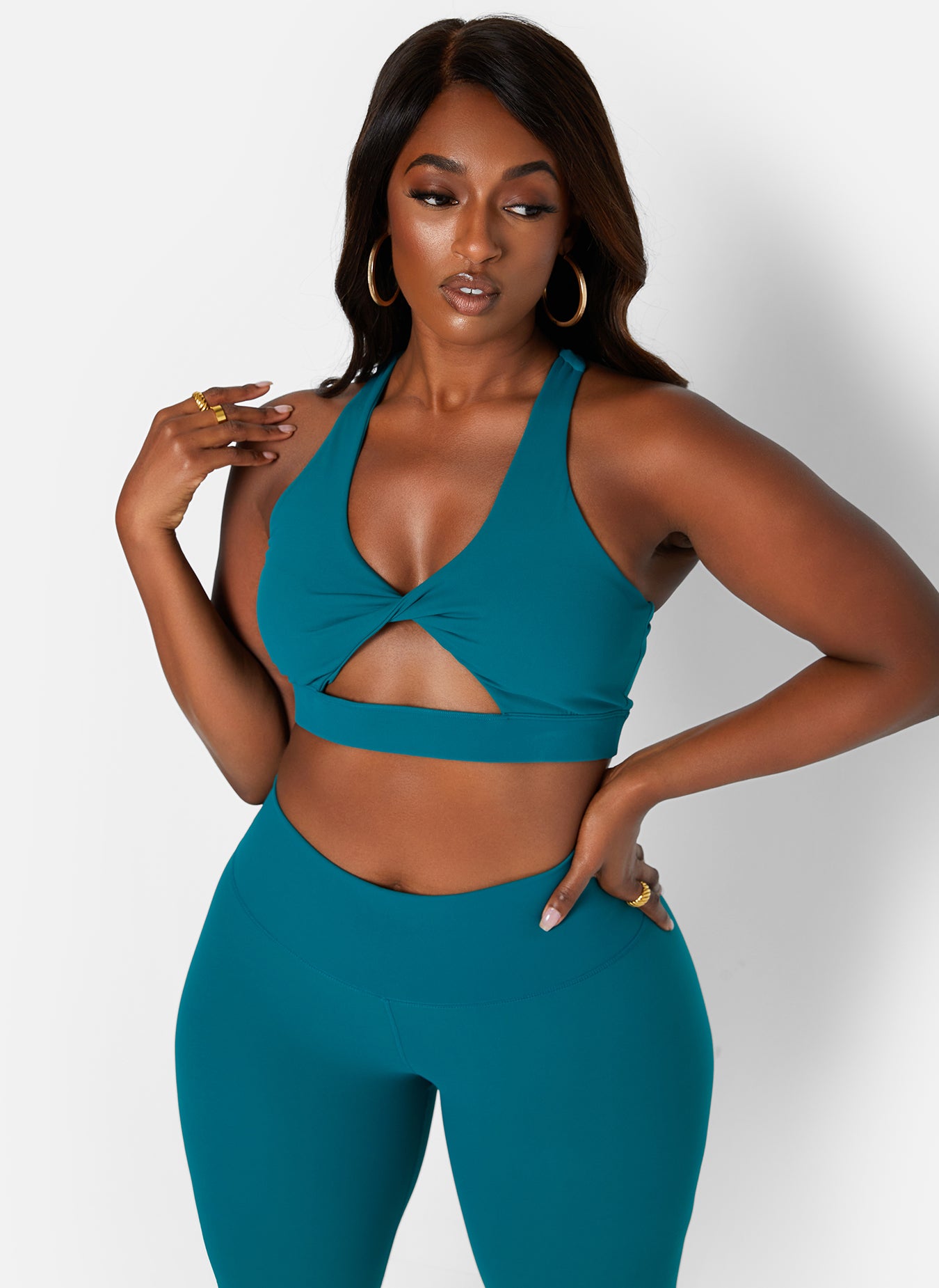 Teal In Motion Cut Out Sports Bra Plus Sizes
