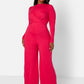Fuchsia Key To The City Twist Front Wide Leg Jumpsuit Plus Sizes