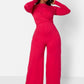 Fuchsia Key To The City Twist Front Wide Leg Jumpsuit Plus Sizes