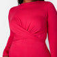 Fuchsia Key To The City Twist Front Wide Leg Jumpsuit Plus Sizes