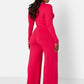 Fuchsia Key To The City Twist Front Wide Leg Jumpsuit Plus Sizes