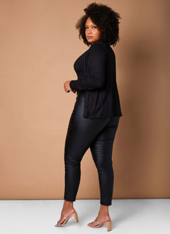 Black Layered Up Ribbed Tank Crop Top & Cardigan Set Plus Sizes