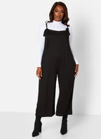 Lets Chill Ribbed Tie Strap Oversized Jumpsuit W. Pockets