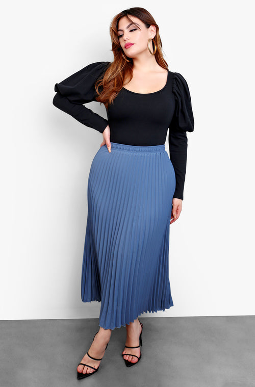 Black Long Puff Sleeve Bodysuit Plus Sizes