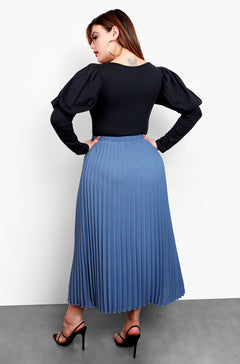 Black Long Puff Sleeve Bodysuit Plus Sizes
