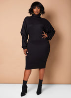 Black Lose Control Ribbed Oversized Midi Dress Plus Sizes
